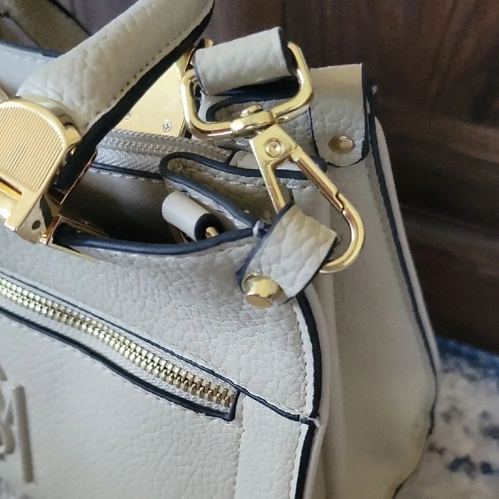 Steve Madden Ivory Satchel with Gold Details Corporate Chic Academia